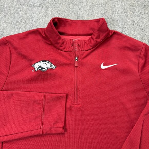 Arkansas Razorbacks Nike 1/4 Zip Pullover Men M Red DRI-FIT Performance - Picture 1 of 15